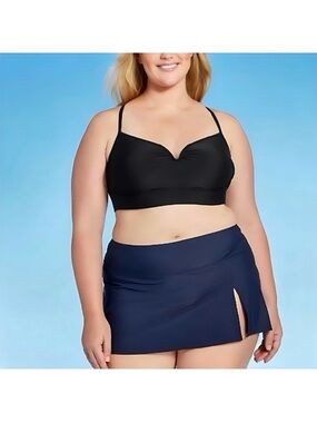New Kona Sol Plus Size Swim Skirtini Navy Size 0X NWTS